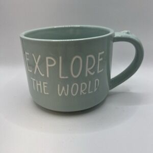 Harvest Green Studio Explore the World Coffee‎ Mug 18 Oz Light Green Stoneware
